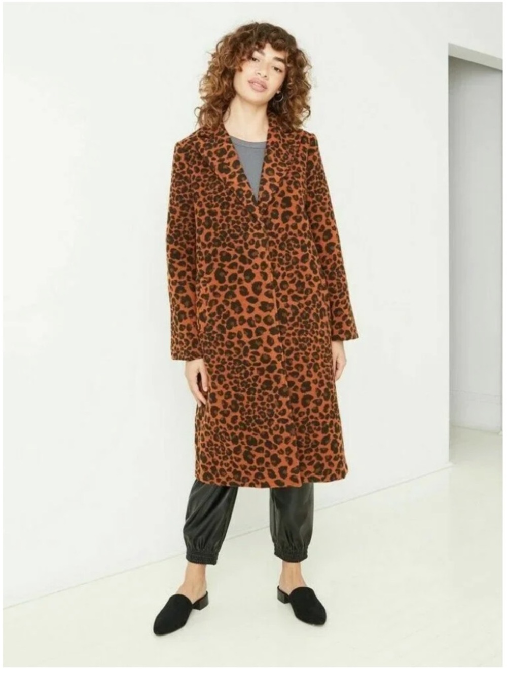 A New Day Leopard Print Pea Coat Jacket